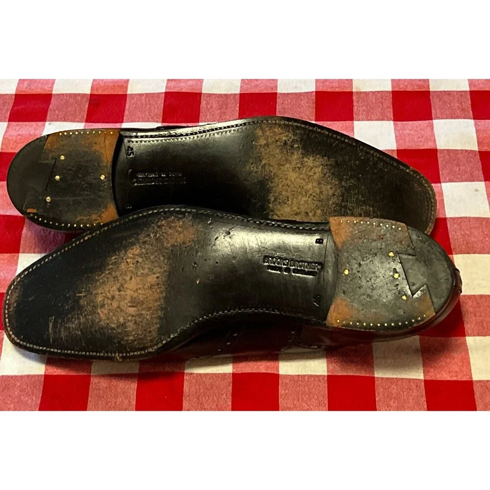 Peal & Co Medallion Toe Black Dress Shoes Minty Retro Mens Brooks Brothers 12 45